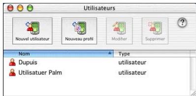 PALM TUNGSTEN E - Pour créer un profil utilisateur sur macintosh : - 1