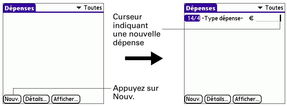 PALM TUNGSTEN E - Pour ajouter une dépense - 1