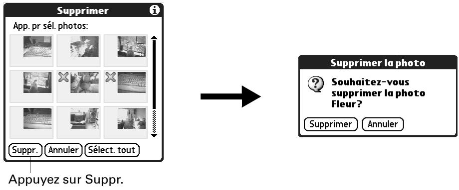 PALM TUNGSTEN E - Pour supprimer des photos : - 1