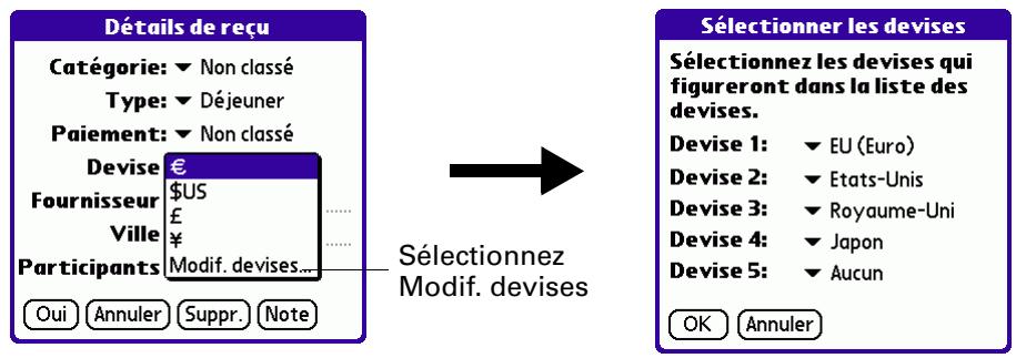 PALM TUNGSTEN E - Personnalisation de la liste de sélection devise - 1