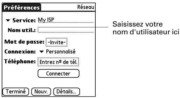 PALM TUNGSTEN E - Pour saisir un nom d'utilisateur : - 1