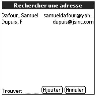 PALM TUNGSTEN E - Pour utiliser une adresse extraite de l'application contacts : - 1