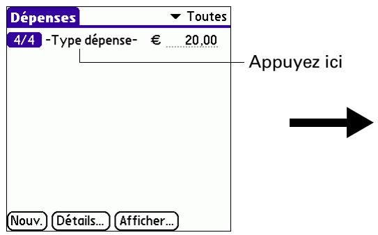 PALM TUNGSTEN E - Pour ajouter une dépense - 2