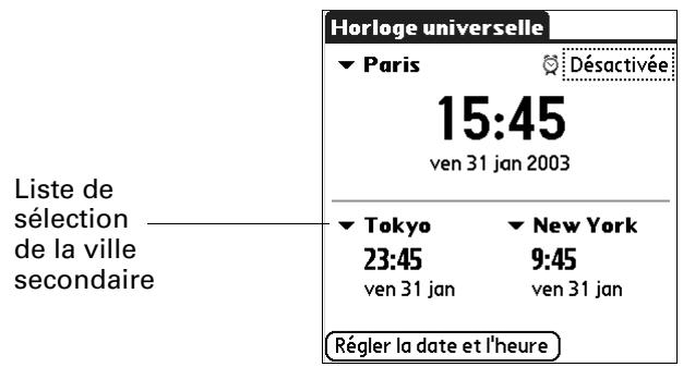 PALM TUNGSTEN E - Pour choisir les villes secondaires : - 1
