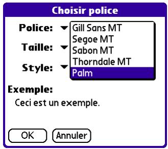 PALM TUNGSTEN E - Pour afficher ou masquer une colonne dans la liste du dossier : - 3