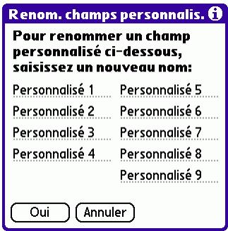 PALM TUNGSTEN E - Renommage des champs personnalisés - 1