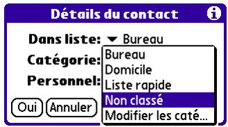 PALM TUNGSTEN E - Pour placer un enregistrement dans une catégorie : - 1