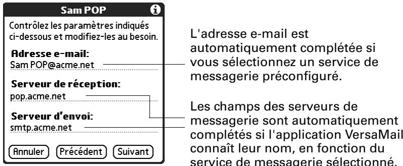 PALM TUNGSTEN E - Pour saisir les paramètres des serveurs de messagerie : - 1
