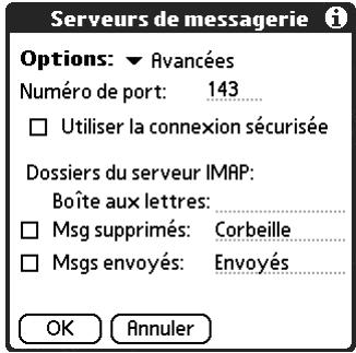 PALM TUNGSTEN T2 - Pour configurer des options de courrier entrant supplémentaires : - 3