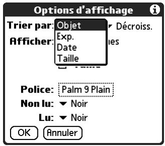 PALM TUNGSTEN T2 - Pour changer l'ordre de tri : - 1