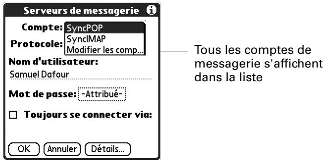 PALM TUNGSTEN T2 - Pour modifier un compte et ajouter ESMTP : - 2