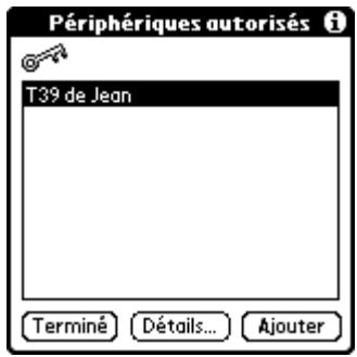 PALM TUNGSTEN T2 - Pour afficher des détails concernant un périphérique autorisé : - 1