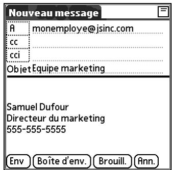 PALM TUNGSTEN T2 - Pour rédiger le reste du message et l'envoyer : - 1