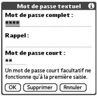 PALM TUNGSTEN T2 - Pour modifier ou supprimer votre mot de passe : - 2