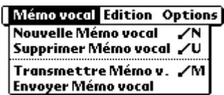 PALM TUNGSTEN T2 - Menus de Mémo vocal - 2