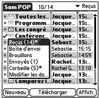 PALM TUNGSTEN T2 - Pour déplacer un message : - 3