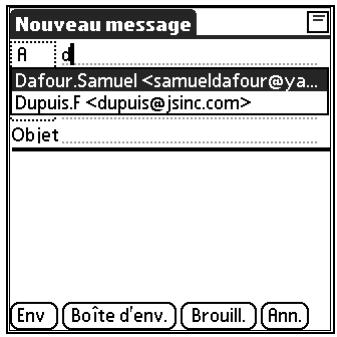 PALM TUNGSTEN T2 - Pour utiliser Smart Addressing pour adresser un message : - 1