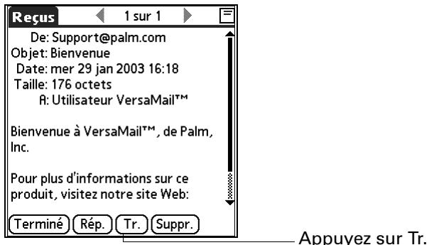 PALM TUNGSTEN T2 - Pour transmettre un message : - 1