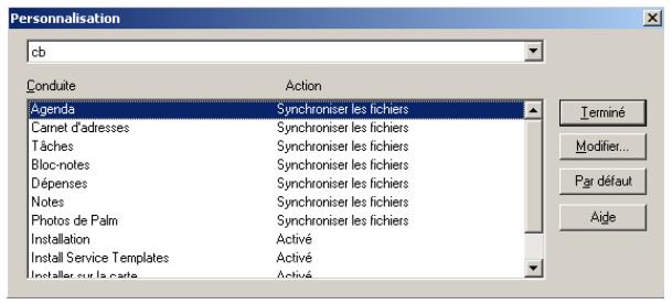 PALM TUNGSTEN T2 - Pour personnaliser les paramètres de l'application HotSync sous Windows : - 1