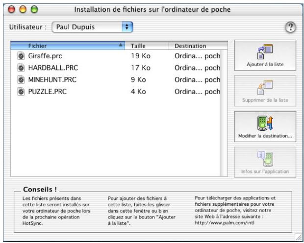 PALM TUNGSTEN T2 - Pour installer un logiciel supplémentaire sur votre ordinateur de poche à l'aide d'un Macintosh : - 1