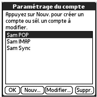 PALM TUNGSTEN T2 - Pour sélectionner le compte à modifier : - 1
