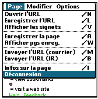 PALM TUNGSTEN T2 - Pour vous déconnecter d'Internet : - 1