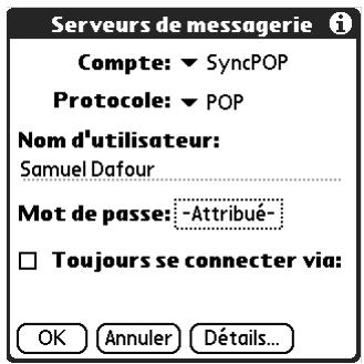 PALM TUNGSTEN T2 - Pour modifier votre nom d'utilisateur ou votre mot de passe : - 1