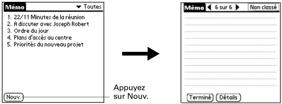 PALM TUNGSTEN T2 - Pour créer un mémo : - 1