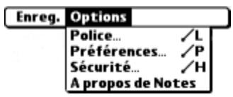 PALM TUNGSTEN T2 - Menus Options - 1