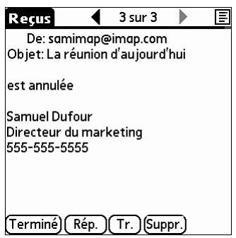 PALM TUNGSTEN T2 - Pour répondre à un message que vous être en train de lire : - 1