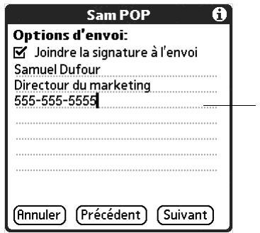 PALM TUNGSTEN T2 - Pour ajouter une signature personnelle : - 1