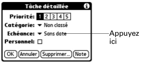 PALM TUNGSTEN T2 - Pour définir la date d'échéance d'une tâche : - 1