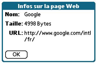 PALM TUNGSTEN T2 - Affichage des informations relatives à une page Web - 1