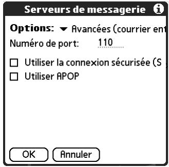 PALM TUNGSTEN T2 - Pour configurer des options de courrier entrant supplémentaires : - 2
