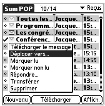 PALM TUNGSTEN T2 - Pour déplacer un message : - 2