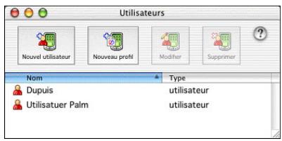 PALM TUNGSTEN T2 - Pour créer un profil utilisateur sur Macintosh : - 1