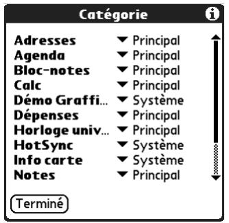 PALM TUNGSTEN T2 - Pour classer une application : - 1