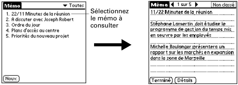 PALM TUNGSTEN T2 - Pour consulter un mémo : - 2