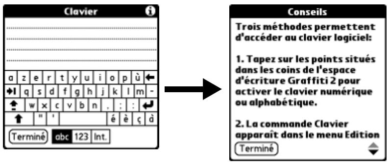 PALM TUNGSTEN T2 - Pour afficher un conseil en ligne : - 1