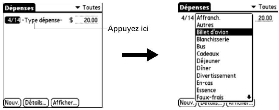 PALM TUNGSTEN T2 - Pour ajouter une dépense : - 2