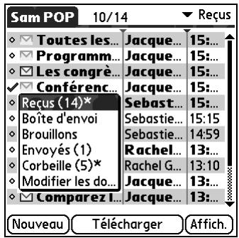 PALM TUNGSTEN T2 - Pour déplacer plusieurs messages : - 3