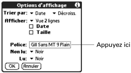 PALM TUNGSTEN T2 - Pour changer la police : - 1