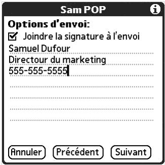 PALM TUNGSTEN T2 - Pour modifier une signature personnelle : - 1