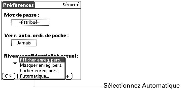 PALM TUNGSTEN T2 - Pour cacher ou masquer vos enregistrements lorsque vous éteignez votre ordinateur de poche : - 1