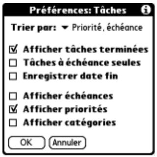 PALM TUNGSTEN T2 - Pour modifier les paramètres des préférences : - 1