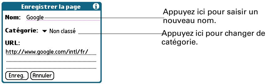 PALM TUNGSTEN T2 - Modification des informations relatives à une page enregistrée - 1
