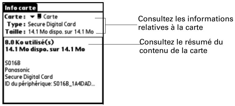 PALM TUNGSTEN T2 - Pour consulter les informations d'une carte : - 1