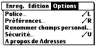 PALM TUNGSTEN T2 - Menus Options - 1