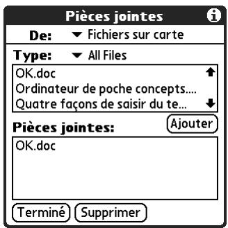 PALM TUNGSTEN T2 - Pour joindre un fichier à partir d'une carte d'extension : - 5