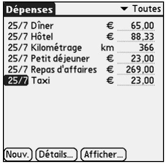 PALM TUNGSTEN T2 - Pour ouvrir l'application Dépenses : - 1